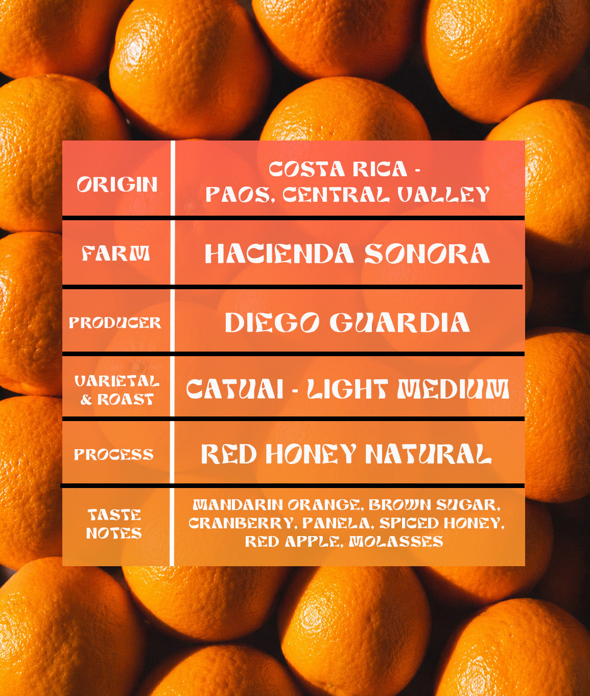 * Micro Lot * Costa Rica - Hacienda Sonora - Central Valley - Catuai - Red Honey Natural - 8oz