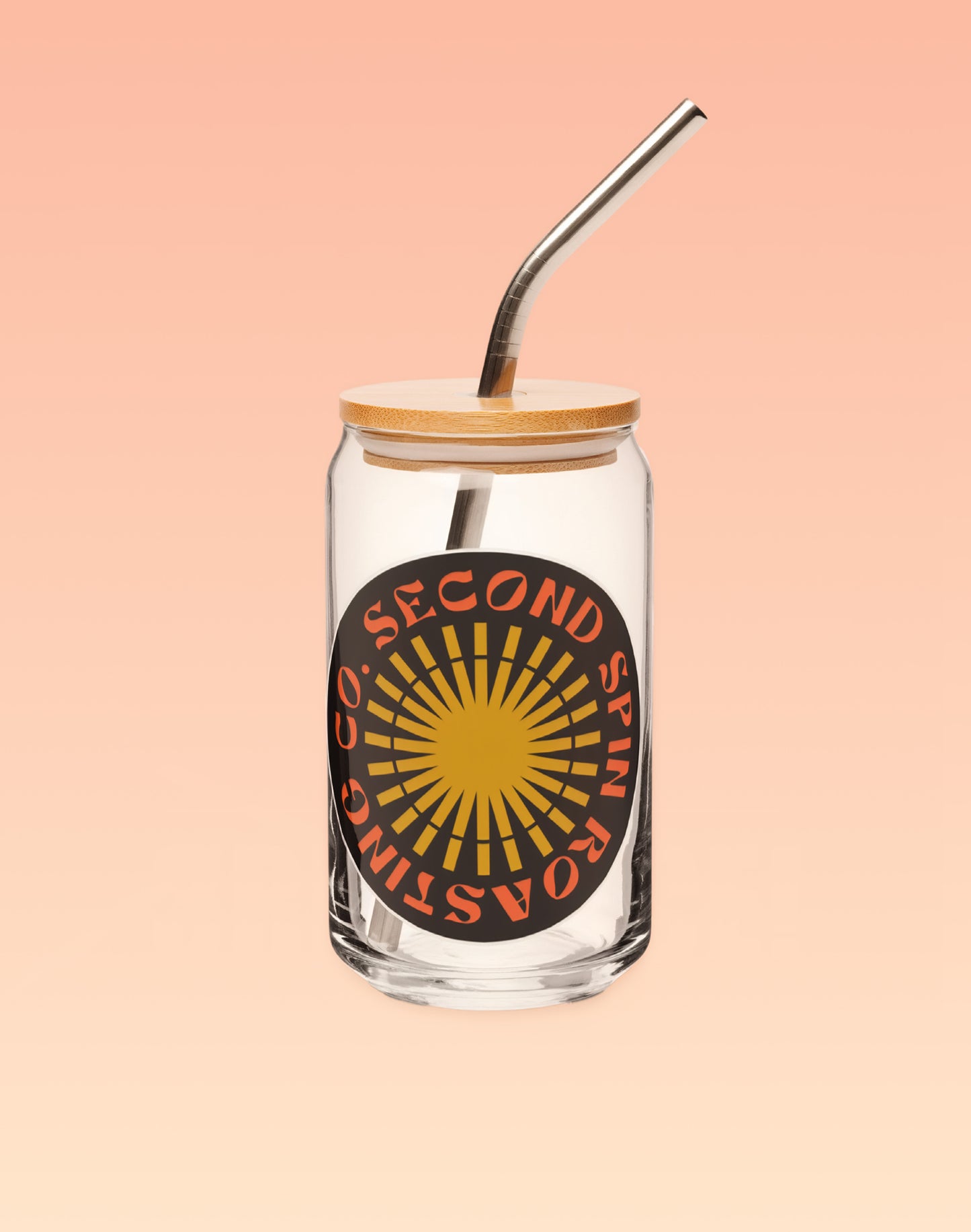 Second Spin Roasting Co. 16oz Cold Brew Cup with Stainless Steel Straw & Wood Lid