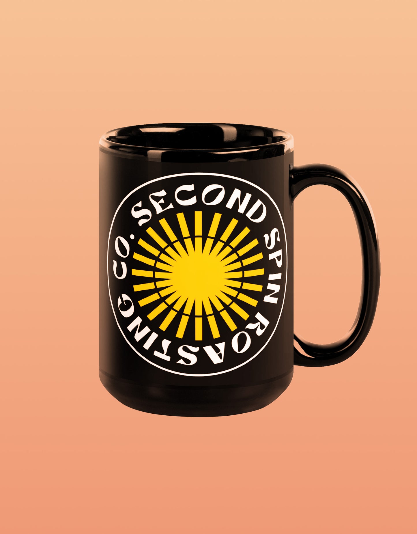 Second Spin Roasting Co. Sunburst Glossy Black Mug